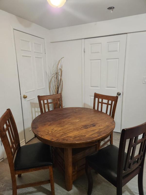 Round Wooden Dining Table, Rectangle coffee table, and 5 Chairs - photo 5