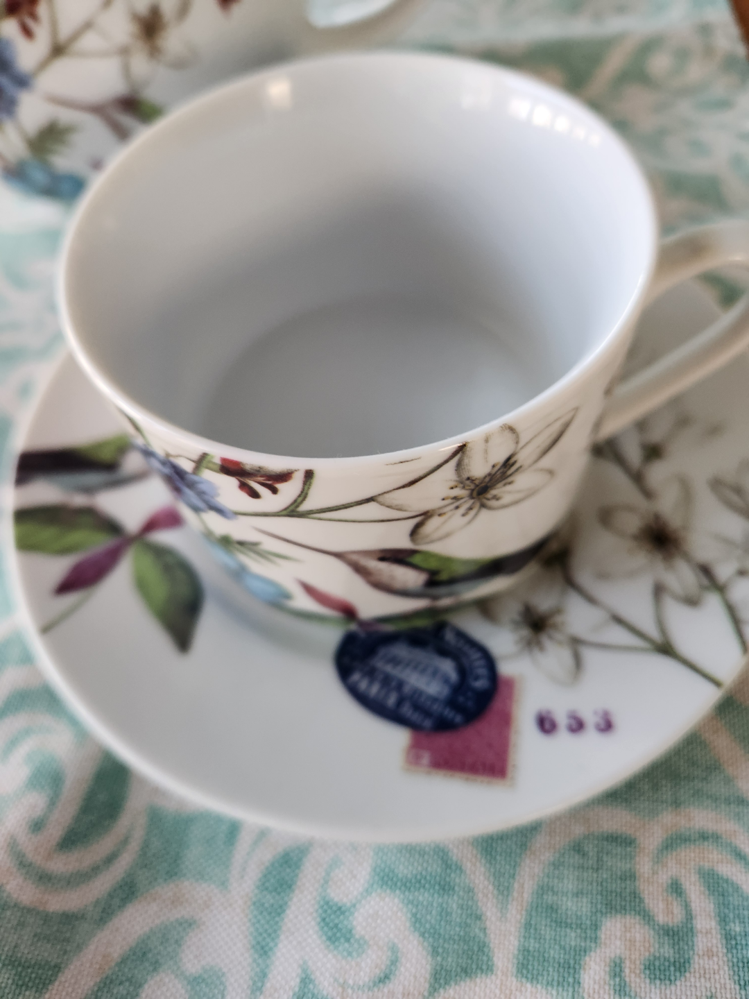 Teapot and Teacup Set, Floral Hummingbird Design - photo 2