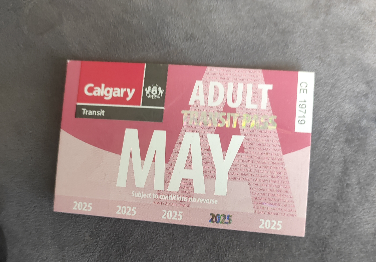 Calgary Transit Adult May 2025 Pass