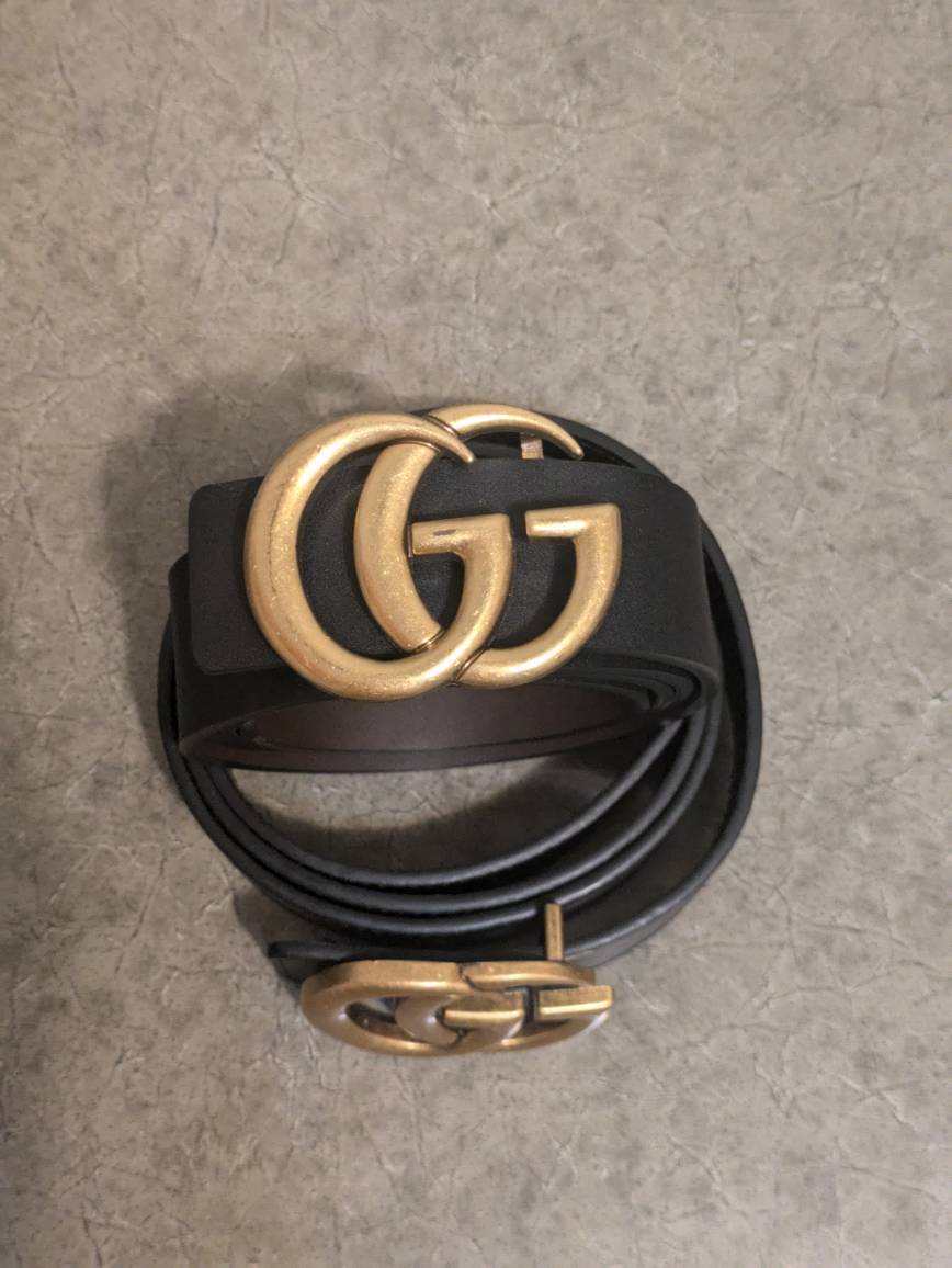 3 Gucci Double G Buckle Black Leather Belt