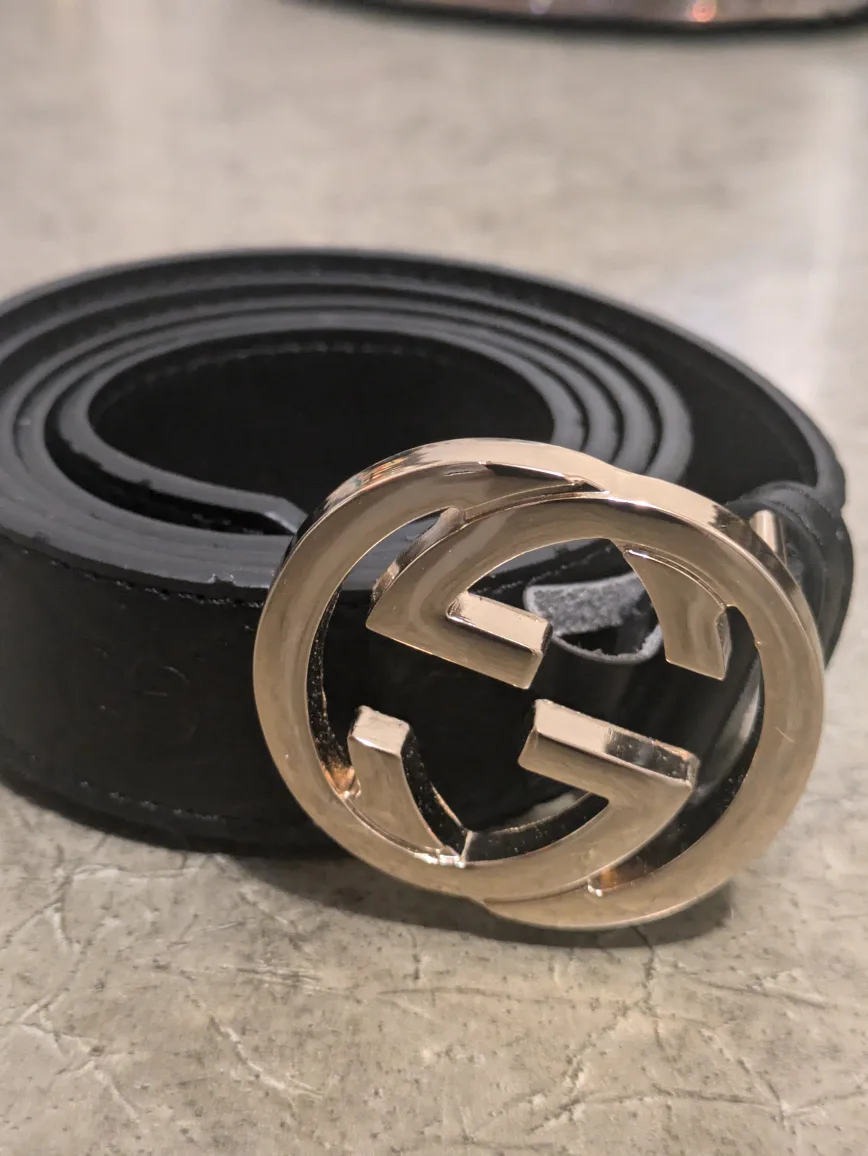 3 Gucci Double G Buckle Black Leather Belt image indicator(2)