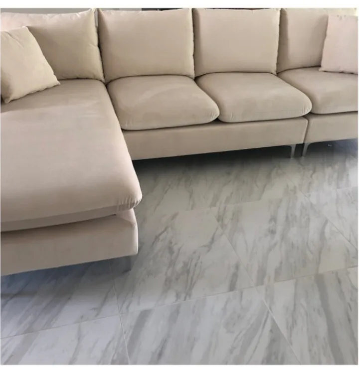 Cream Velvet L-Shaped Sectional Sofa image indicator(3)