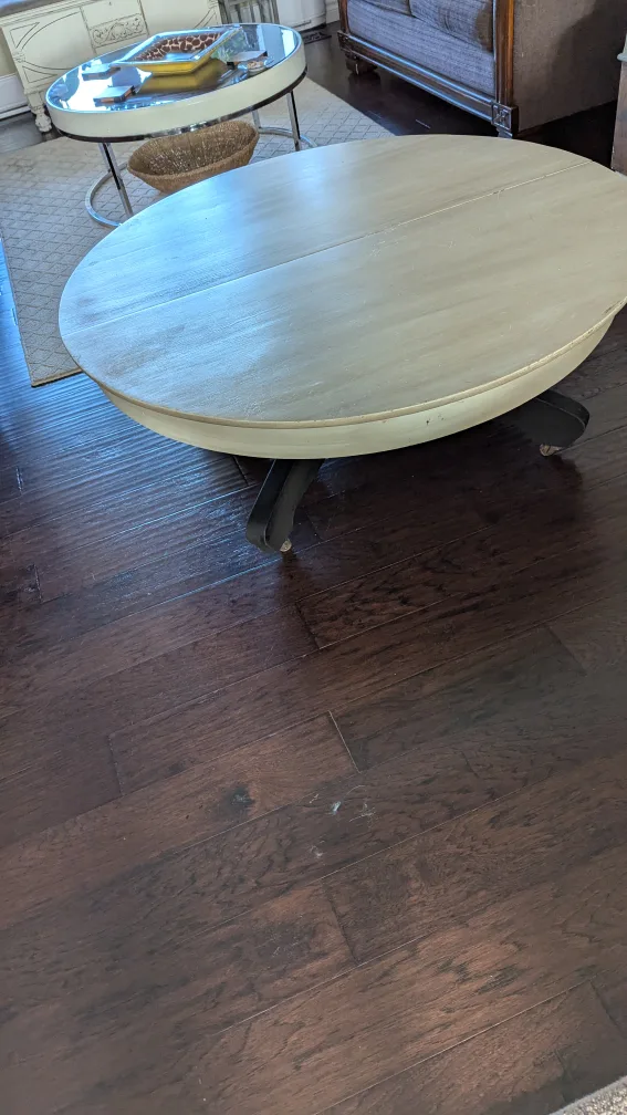 Solid Wood Round Coffee Table with Black Base image indicator(2)