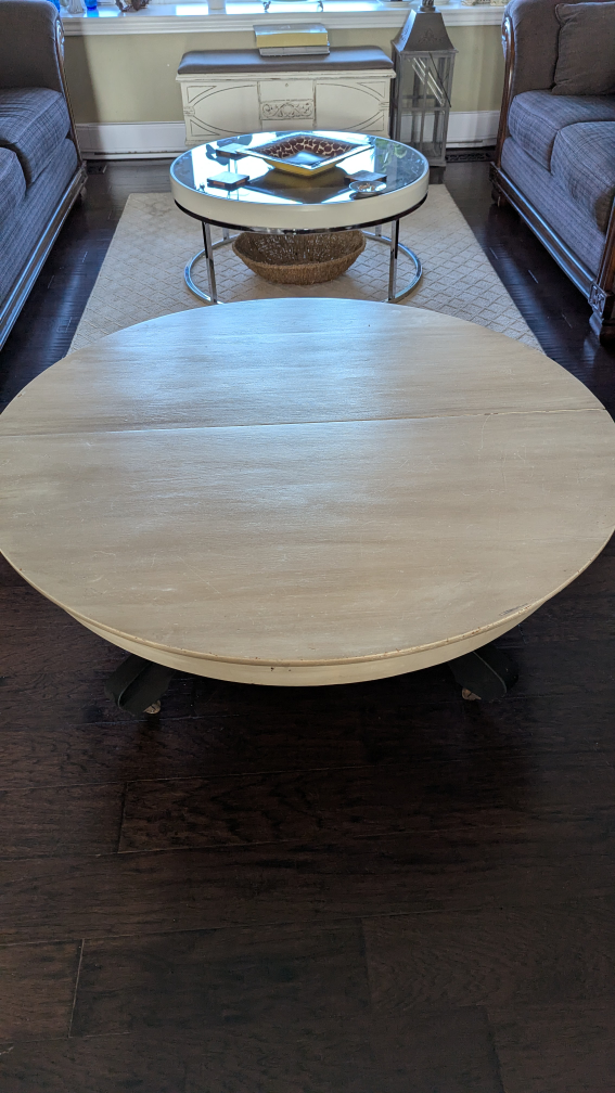 Solid Wood Round Coffee Table with Black Base - photo 4