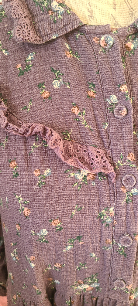 Floral Button-Up Dress with Lace Detail - photo 3