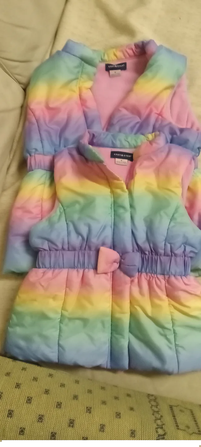 Rainbow Girls' Puffer Vest and Jacket Set - Size 5 image indicator(4)