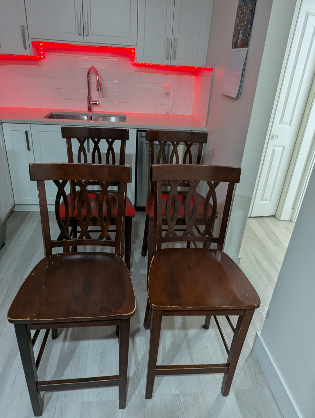 Dark Brown Kitchen Table and Four Chairs Set