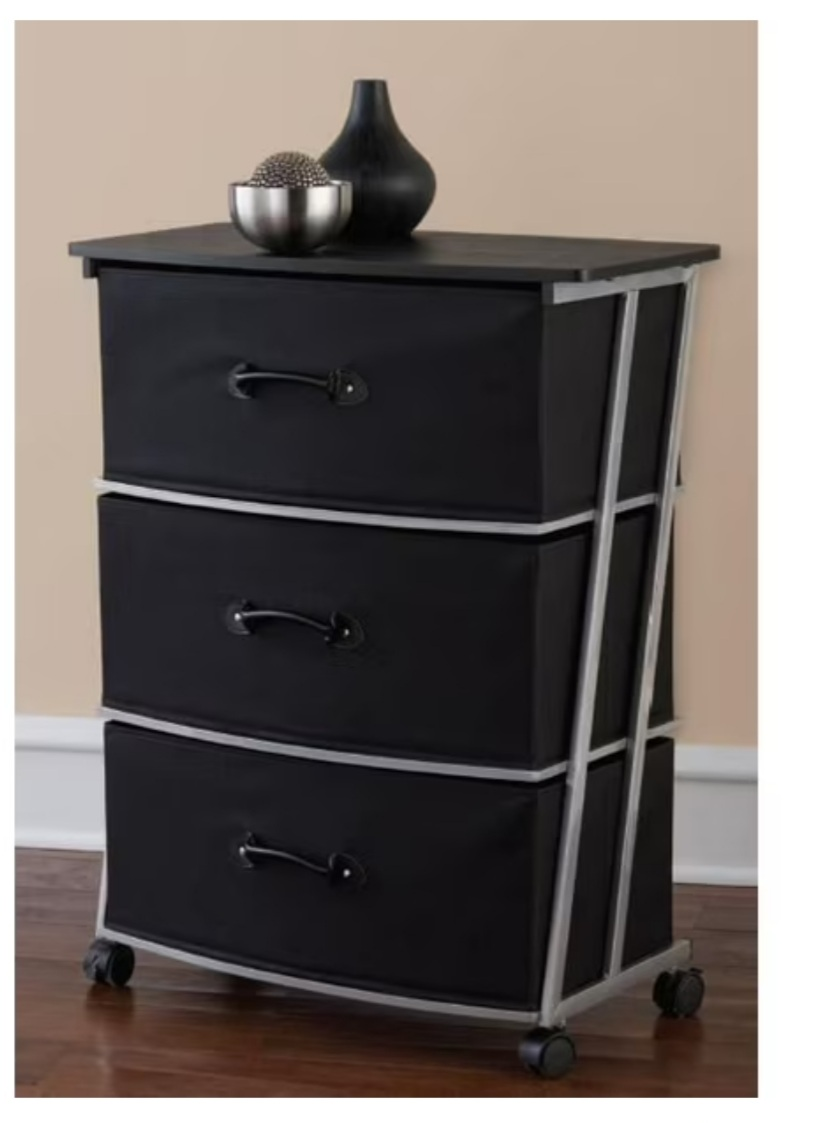 MAINSTAYS 3-Drawer Wide Fabric Cart