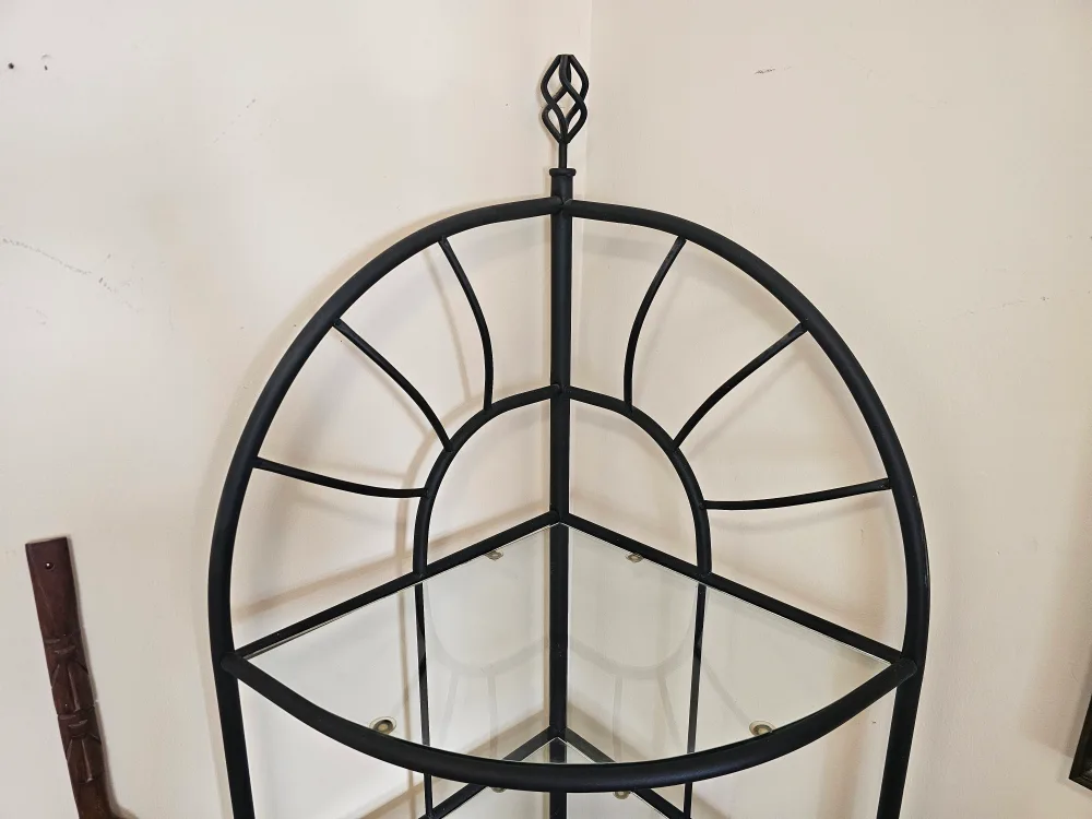 2 black Metal Corner Shelf with Glass Shelves image indicator(2)