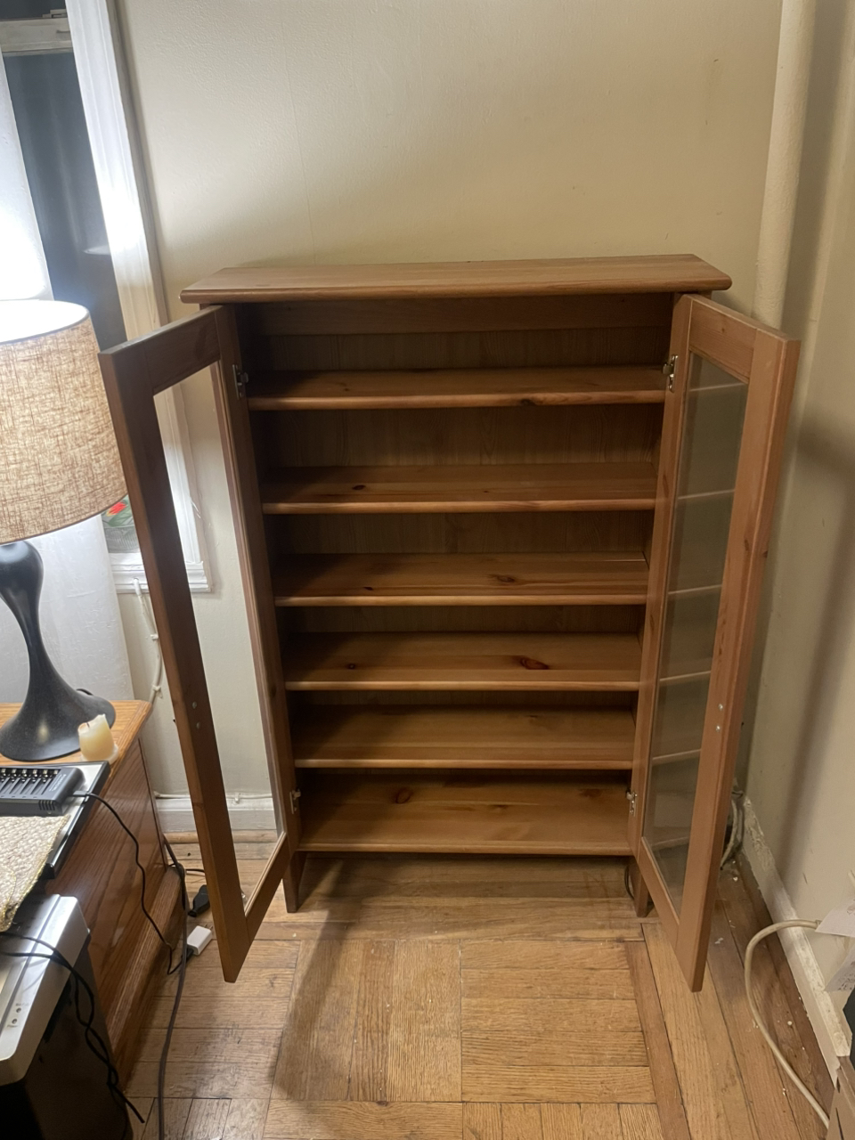 Wood Elegant Display Cabinet with Two Glass Doors and 6 Shelves - photo 3