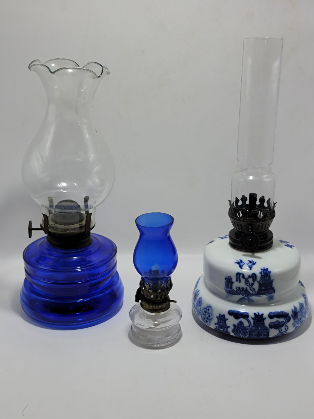 Three Vintage mini Oil Lamps: