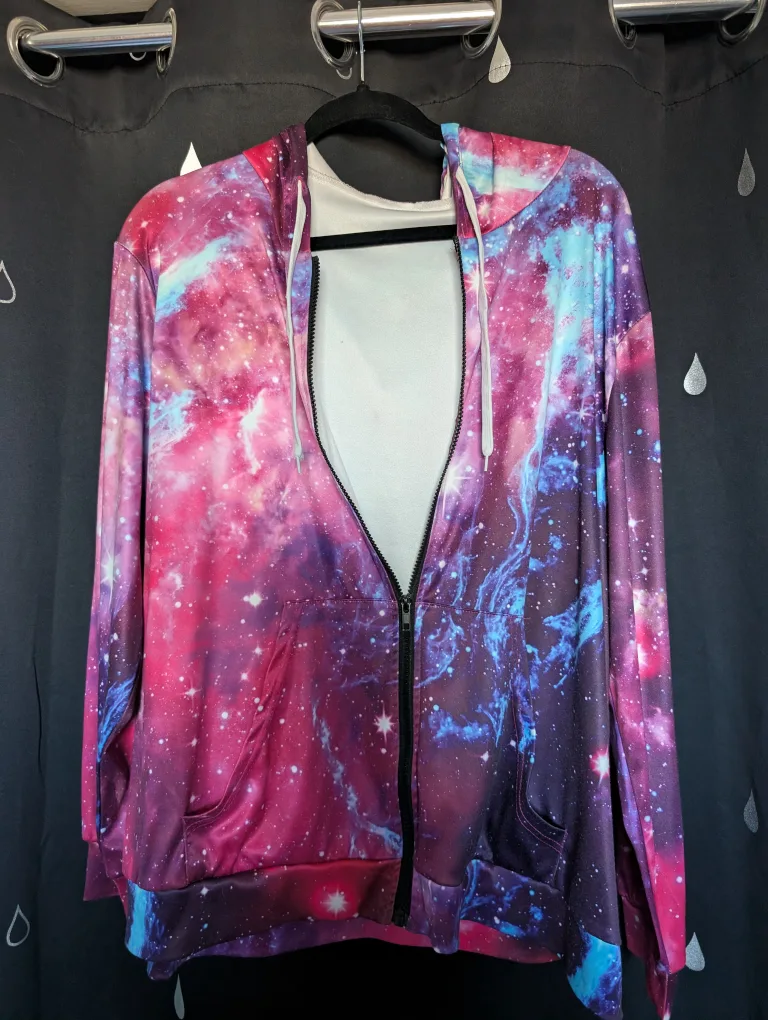 Galaxy Print Zip-Up Hoodie image indicator(2)