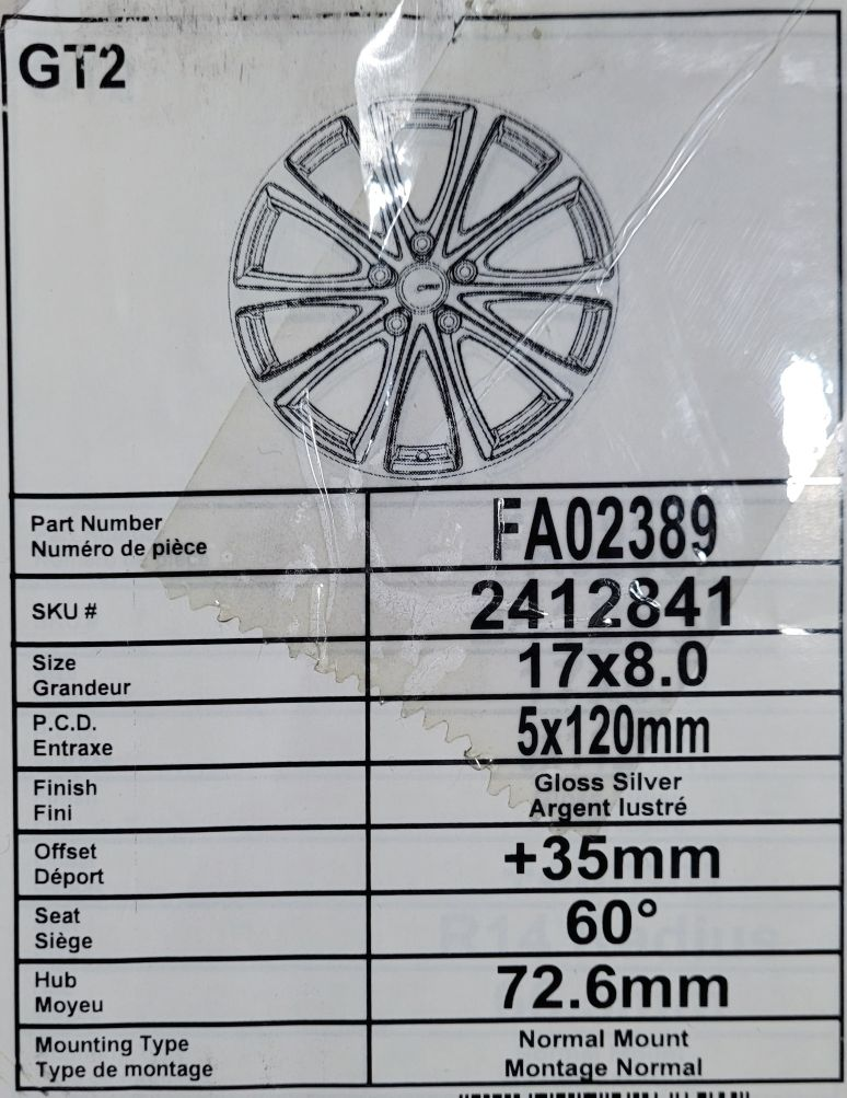    Wheel/Rim 17" Alloy CRW GT2, Gloss Silver (New Packed) - photo 2