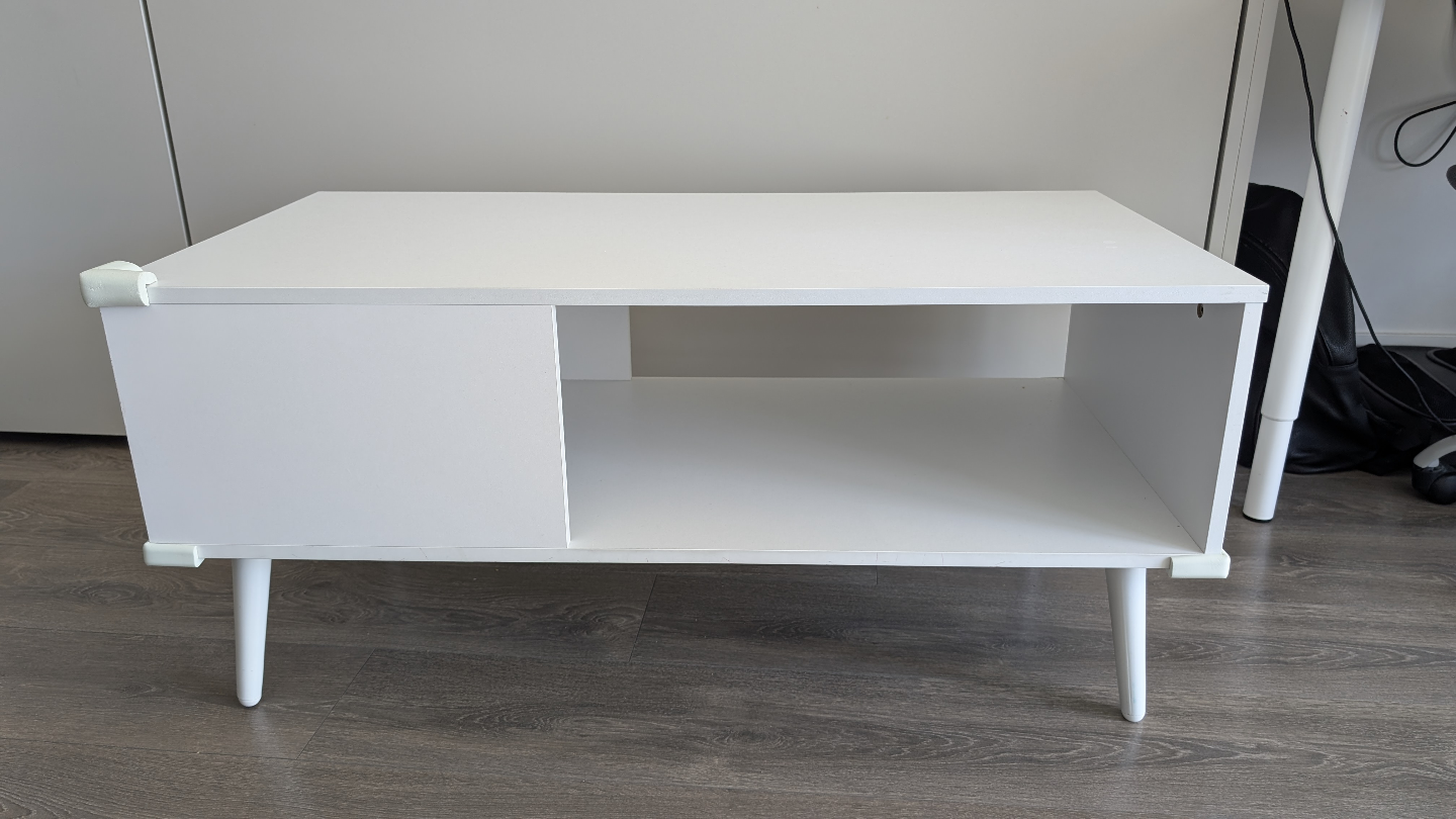 Retro White Coffee Table with Open Shelving - photo 2