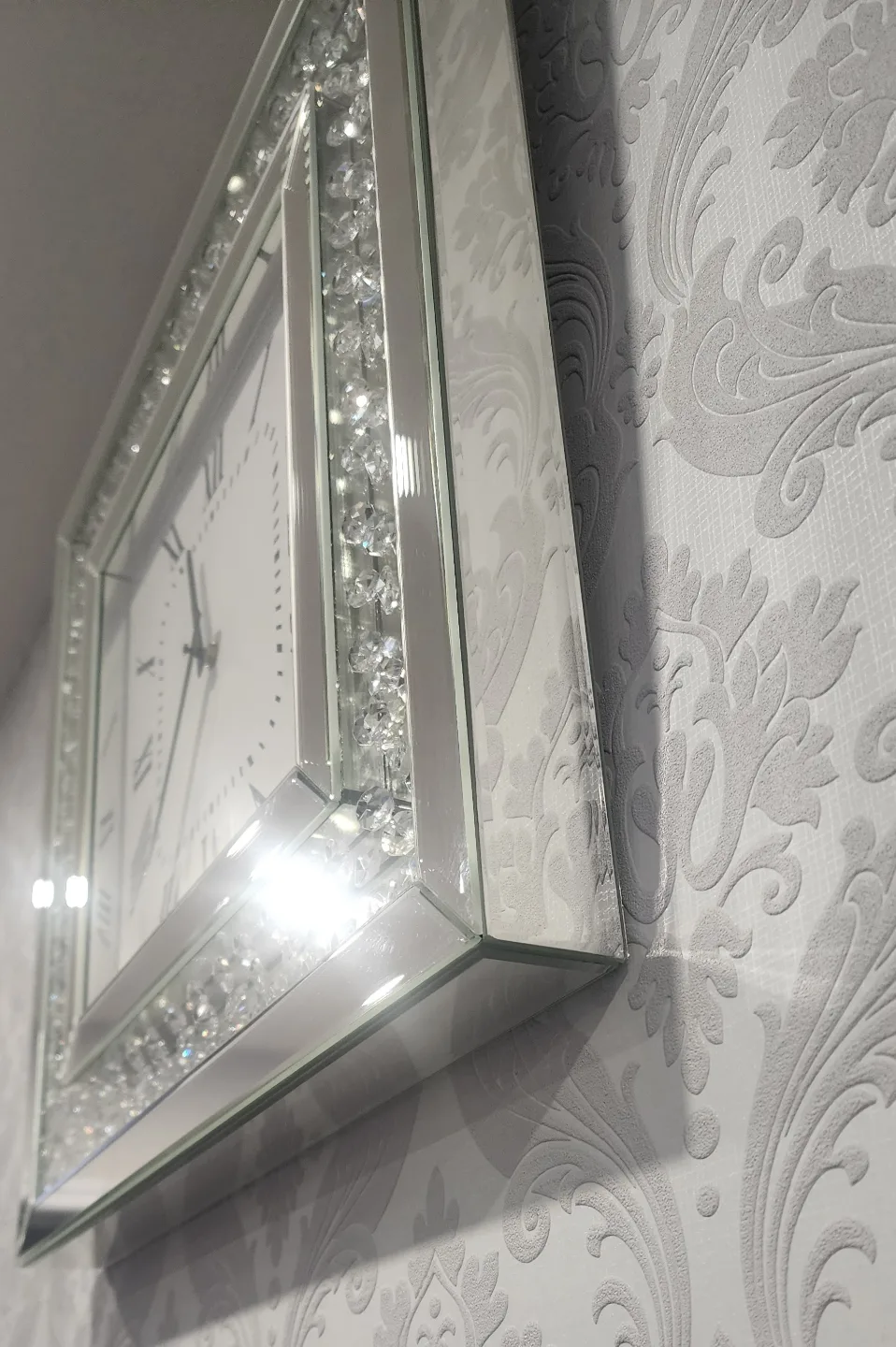 Stunning Crystal-embellished Mirrored Wall Clock image indicator(2)
