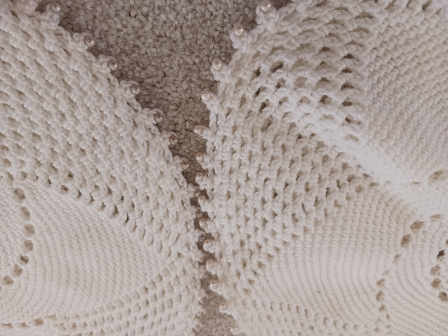 Pair of Vintage Crochet Doilies with Pearl Accents