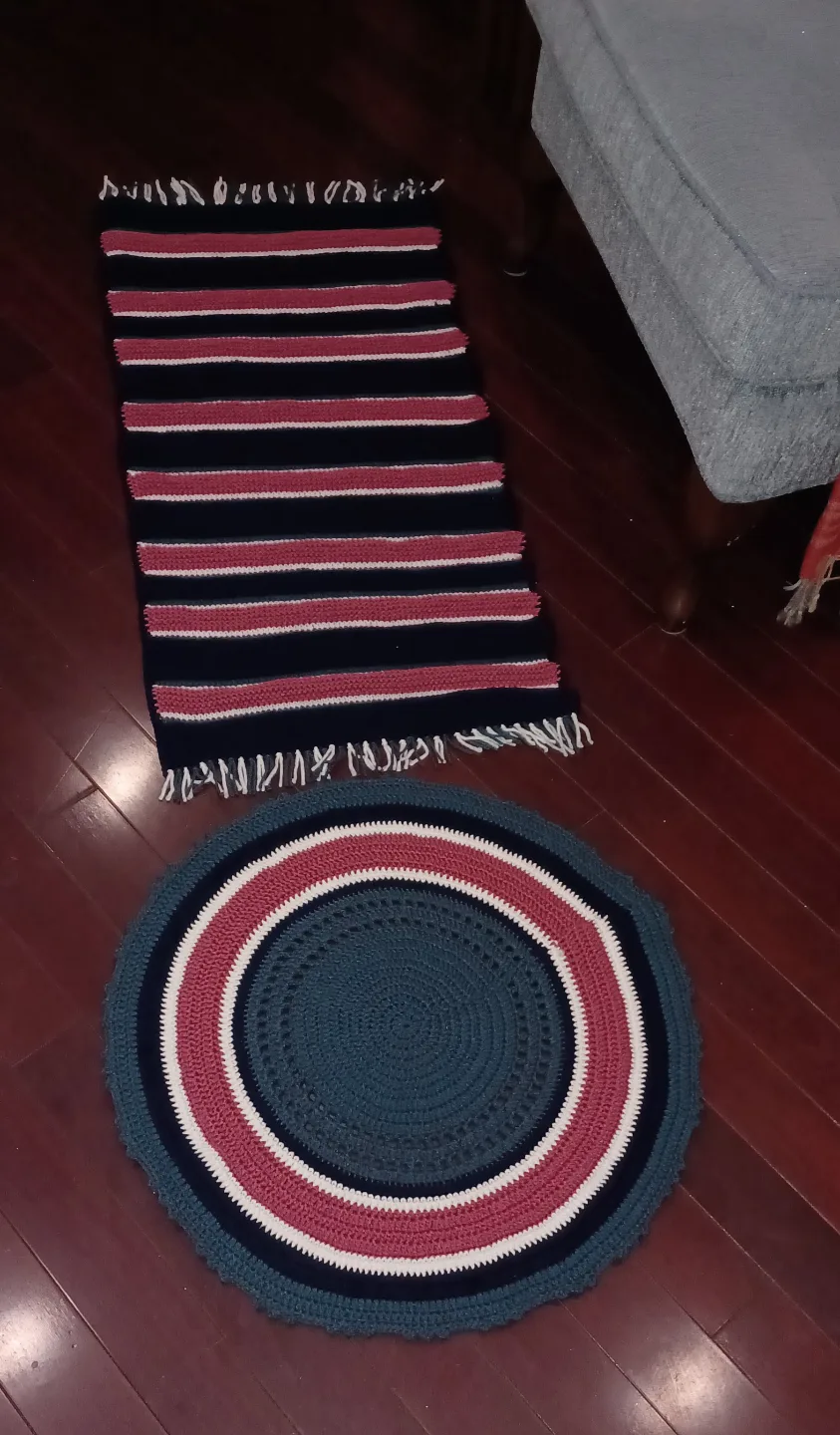 Hand-Crocheted Rug Set - Runner and Round Mat image indicator(5)
