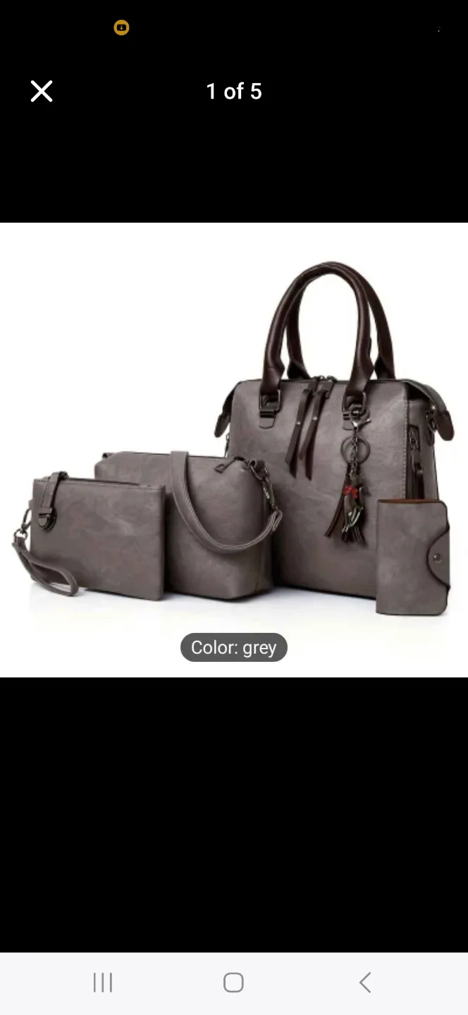 Grey 4-Piece Handbag Set thumbnail