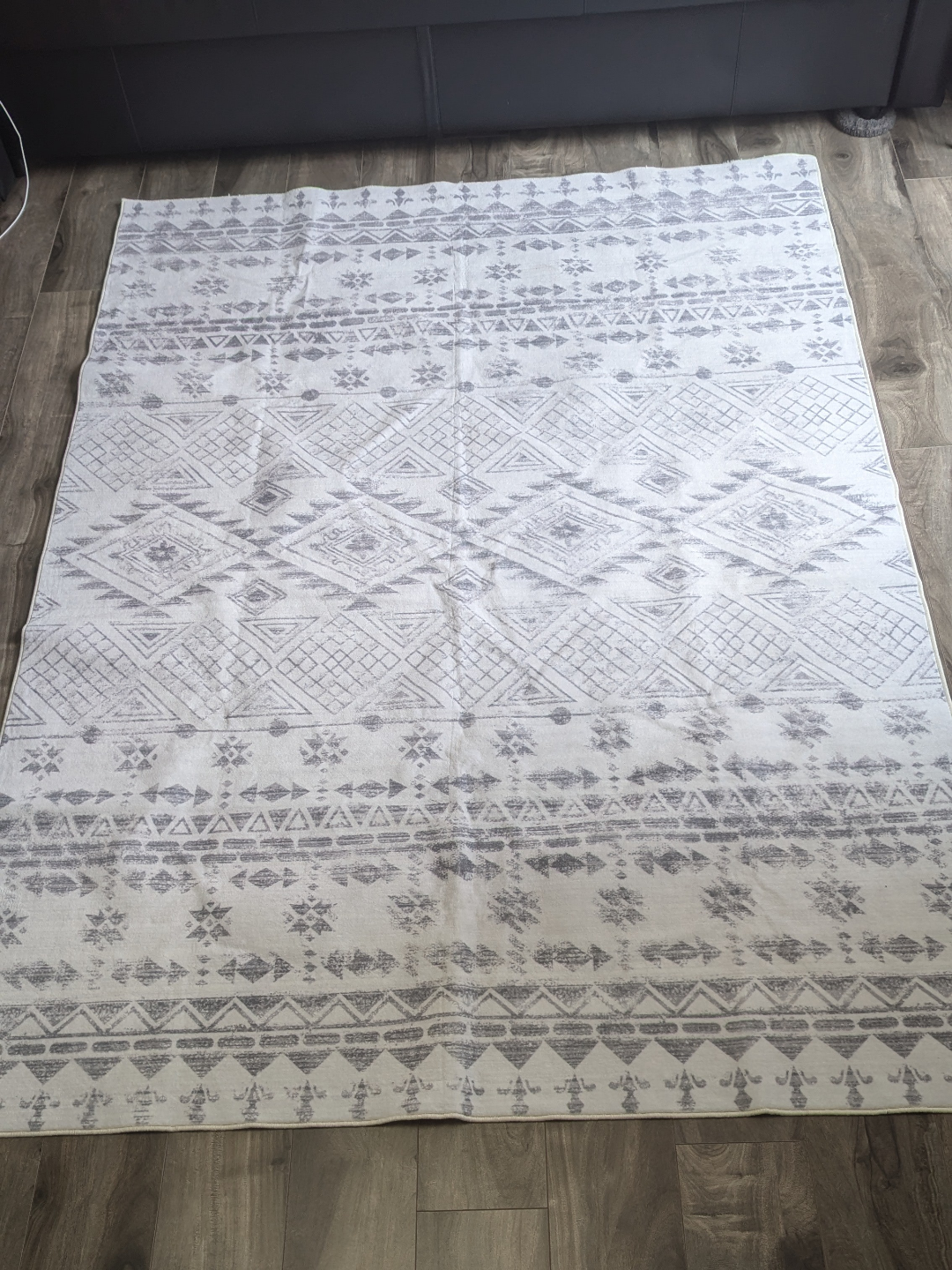 Grey and White Geometric Area Rug