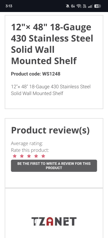 12"x48" Stainless Steel Wall Mounted Shelf - New in Box - photo 2