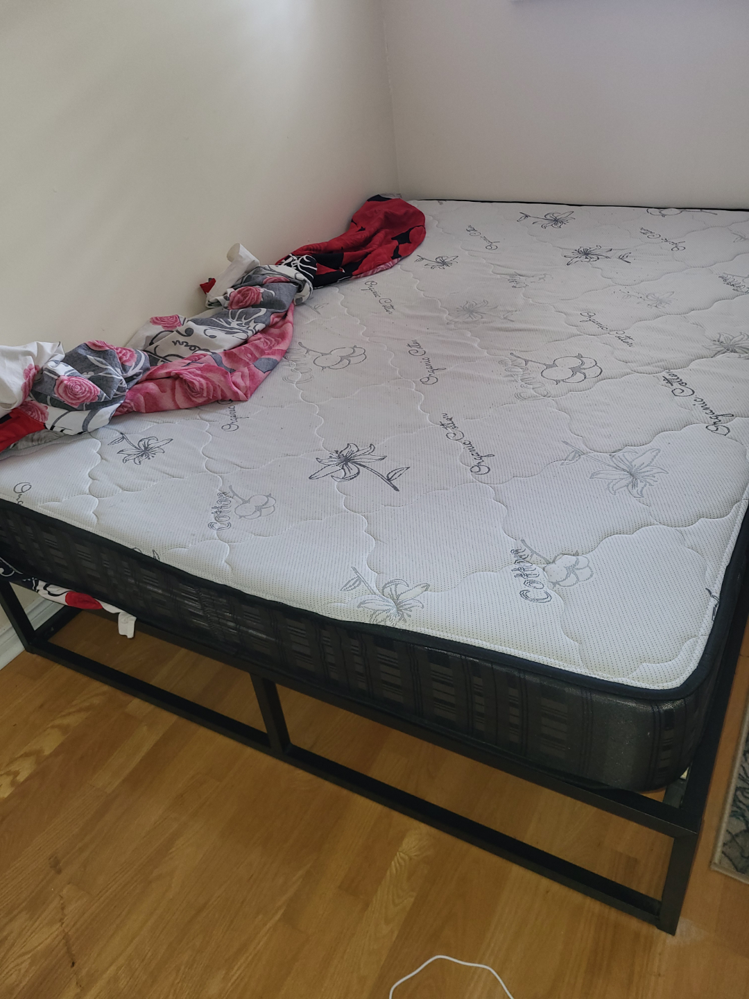 2 double/ full-size metal bed frames with bamboo mattresses