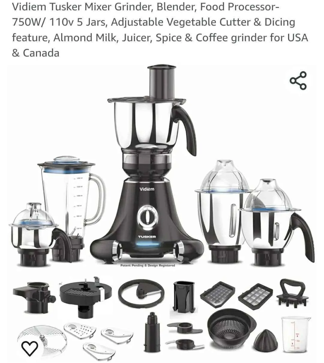 Vidiem Tusker 750W Mixer Grinder, Blender, Food Processor thumbnail