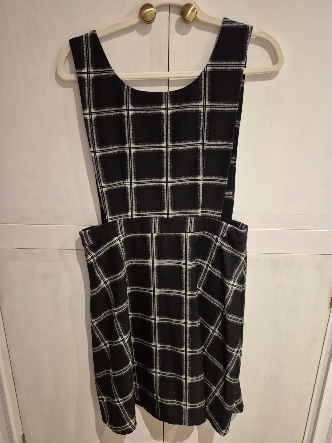 Suzy Shier Black and White Plaid Jumper Dress Size M/M thumbnail