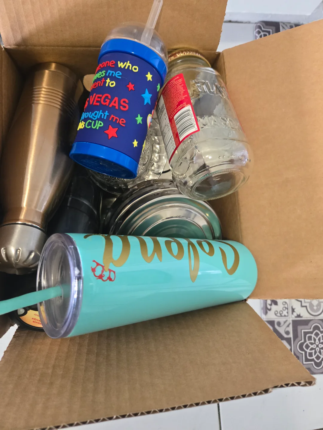 Lot of assorted tumblers, cups and jars thumbnail