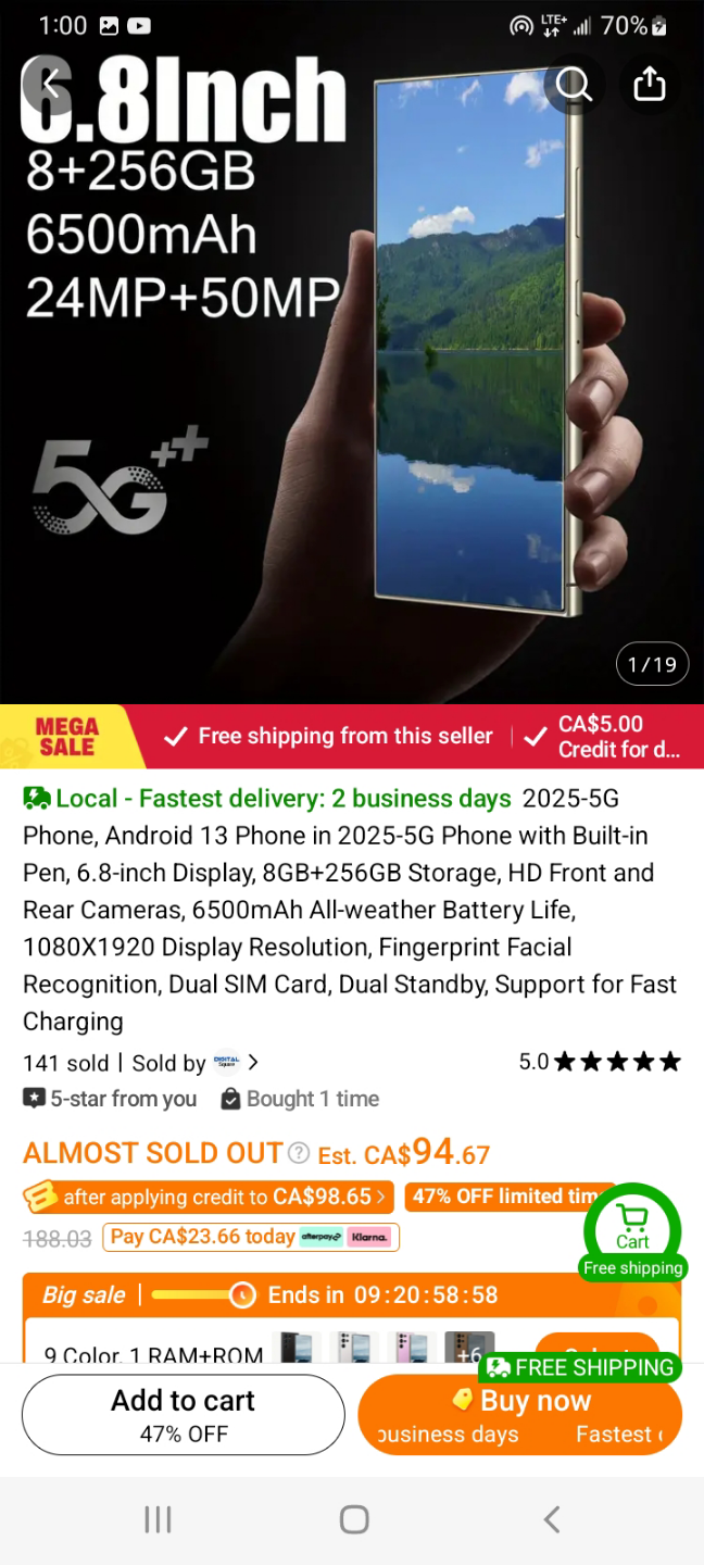 2025-5G Android Phone, 6.8-inch Display, 8GB+256GB, 6500mAh - photo 5