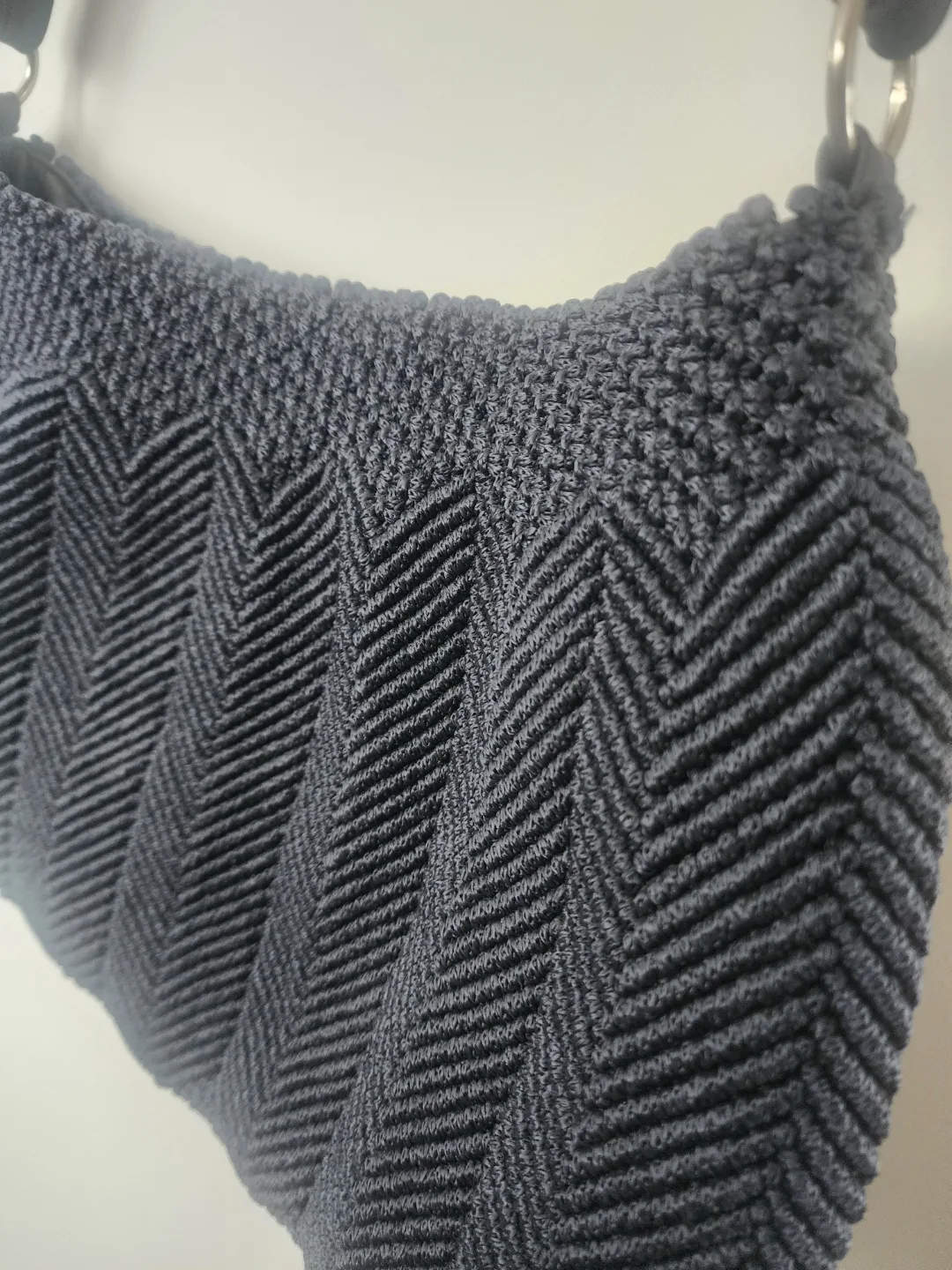 100% handmade Dark Blue Knitted Shoulder Bag image indicator(2)