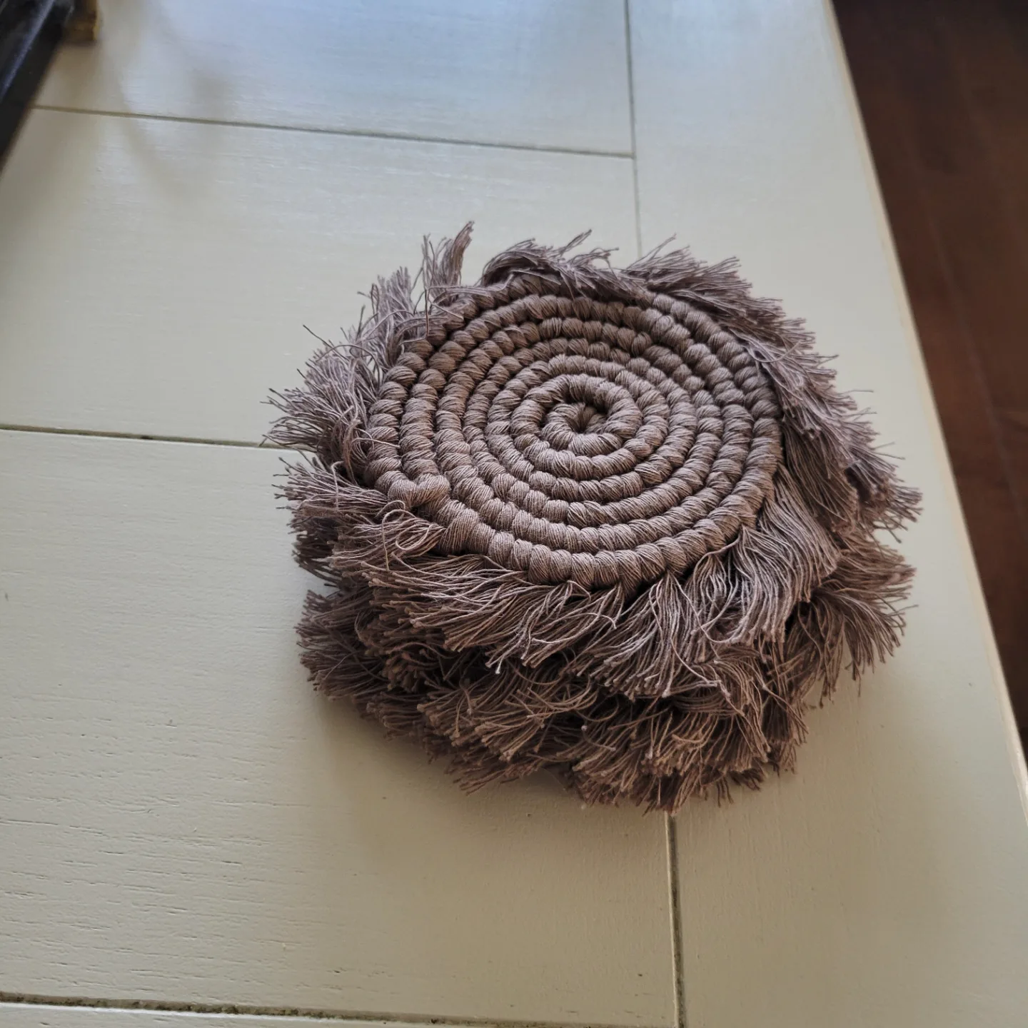 New.  Grey Macrame Coasters image indicator(3)
