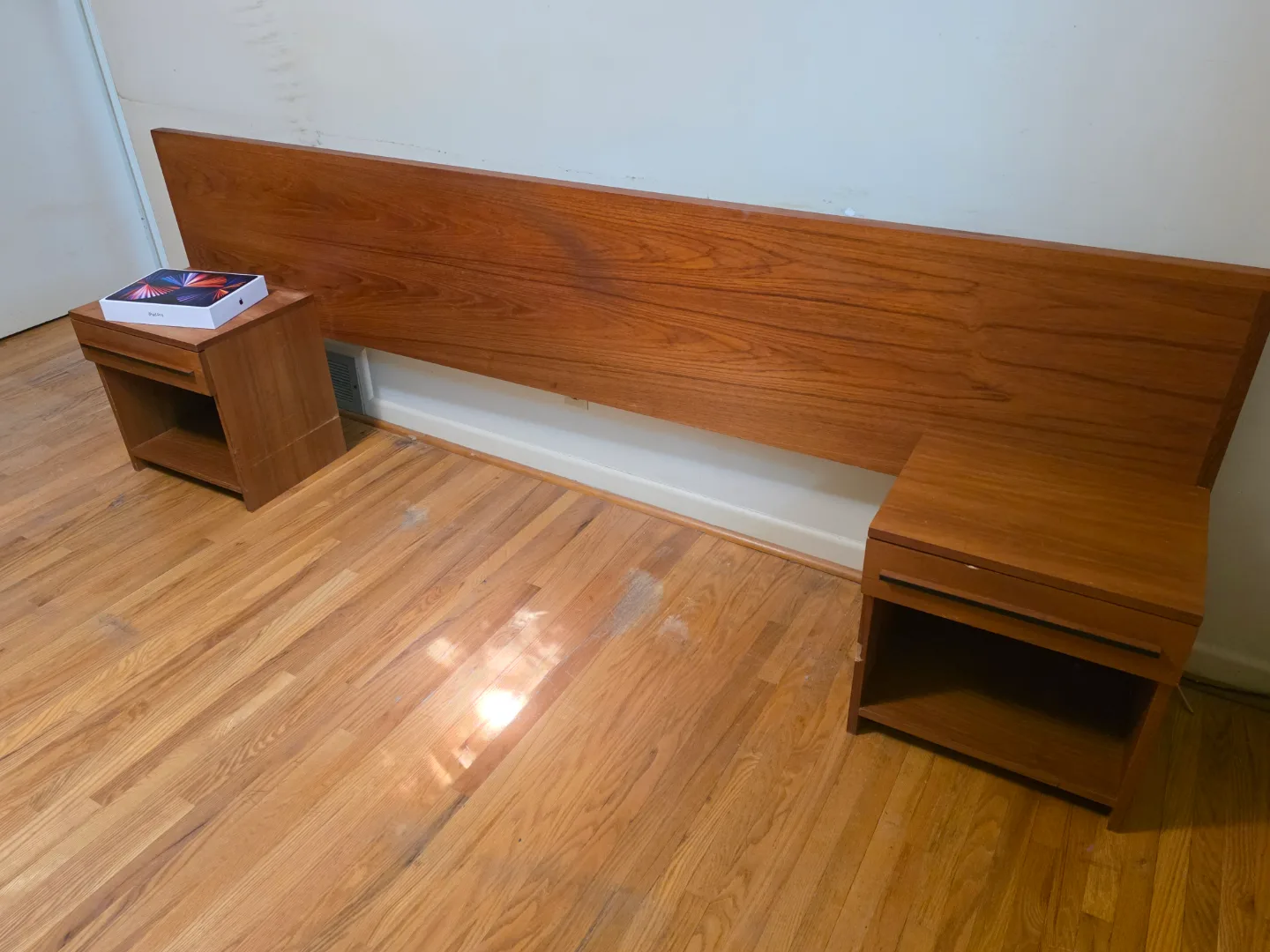 Mid-century Swedish Teak Headboard and Nightstands thumbnail