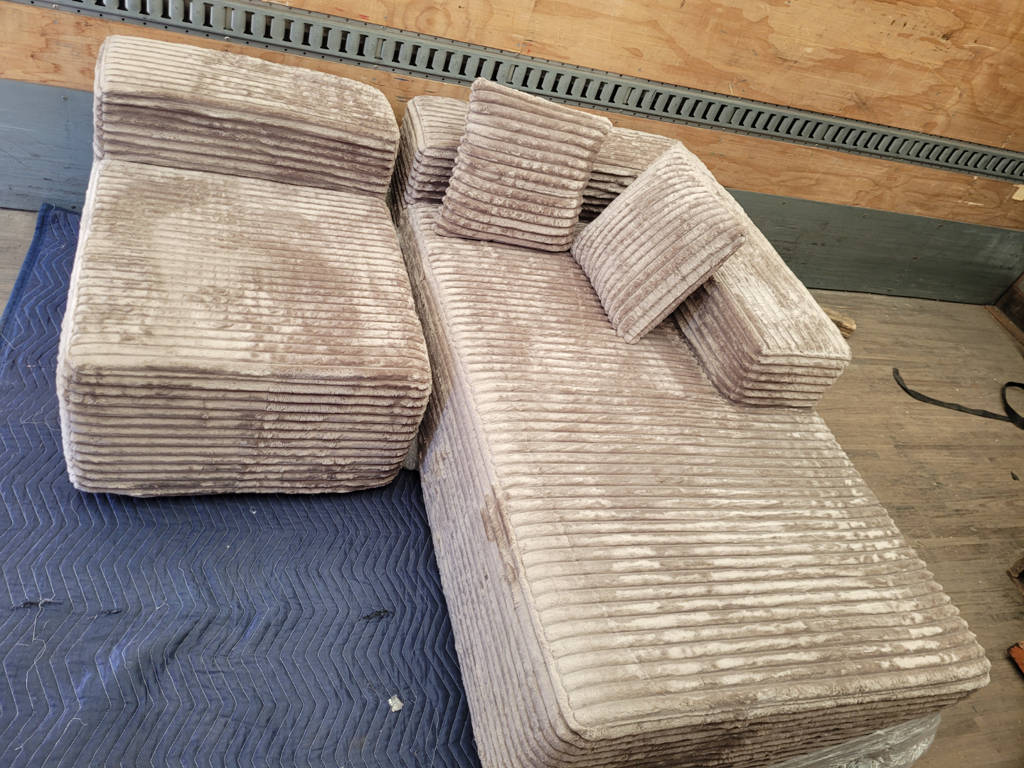 Corduroy Sectional Sofa with Ottoman