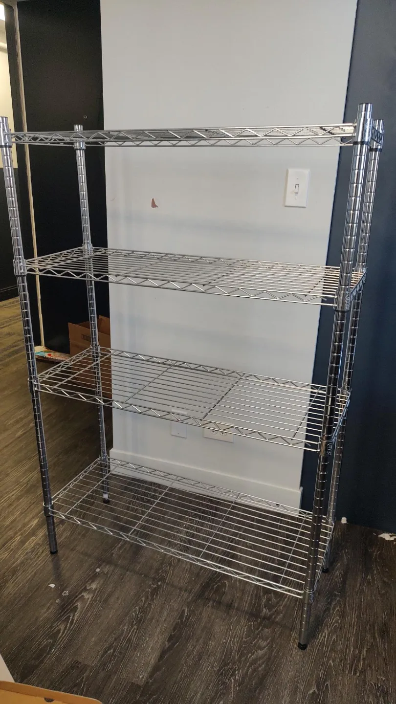 Metal Shelving Unit with Microwave thumbnail