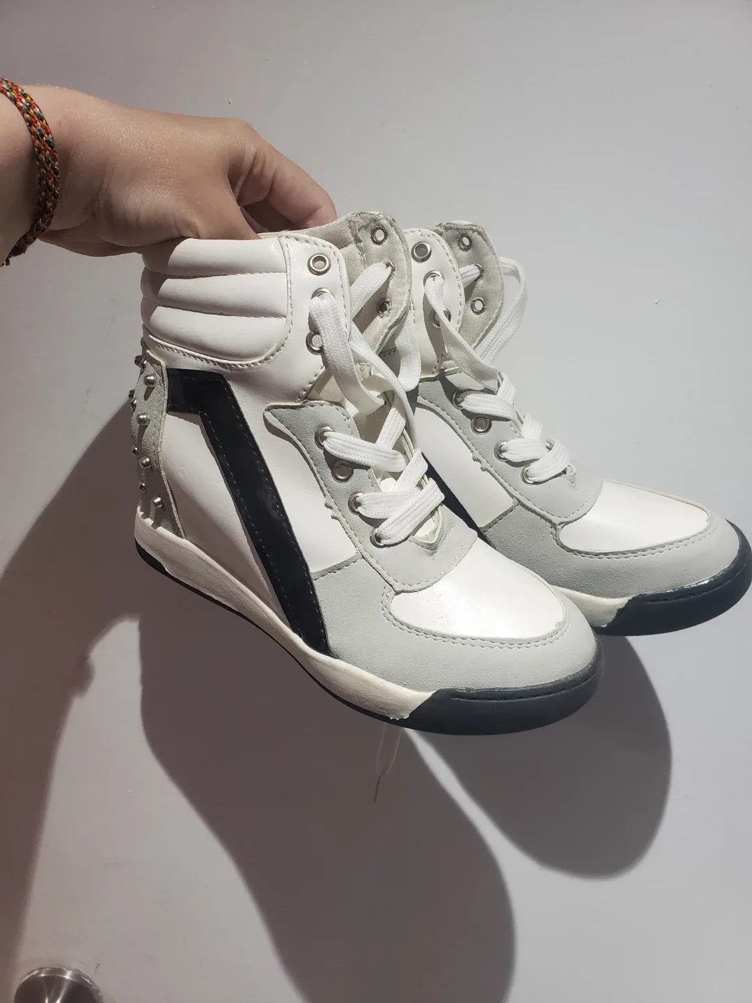 Women's  Studded High-Top Wedge Sneakers image indicator(2)