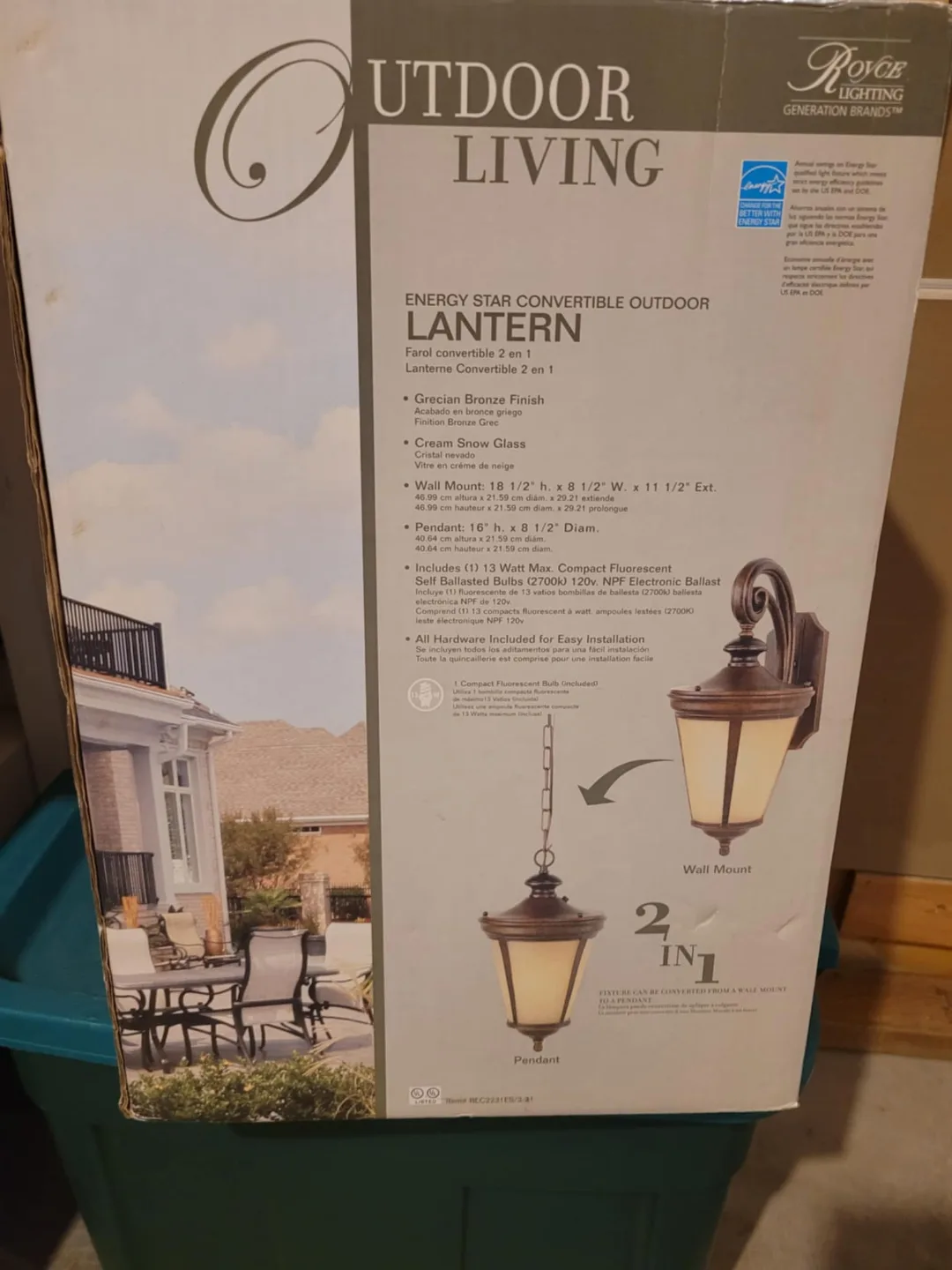 NEW Outdoor pendant/wall mount light 2-in-1 bronze finish 13 image indicator(2)