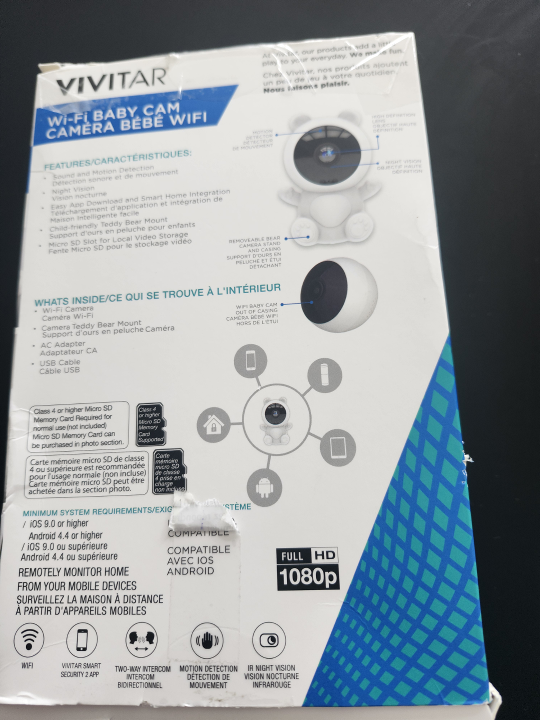 Vivitar Wi-Fi Baby Cam - Bear Shaped Smart Security Camera