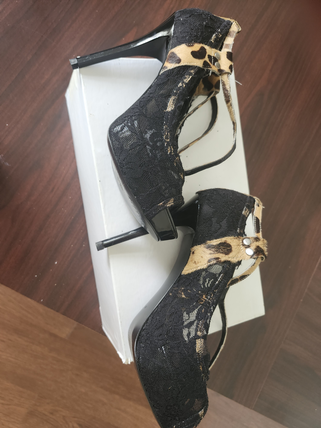 Guess Leopard Print and Lace High Heels