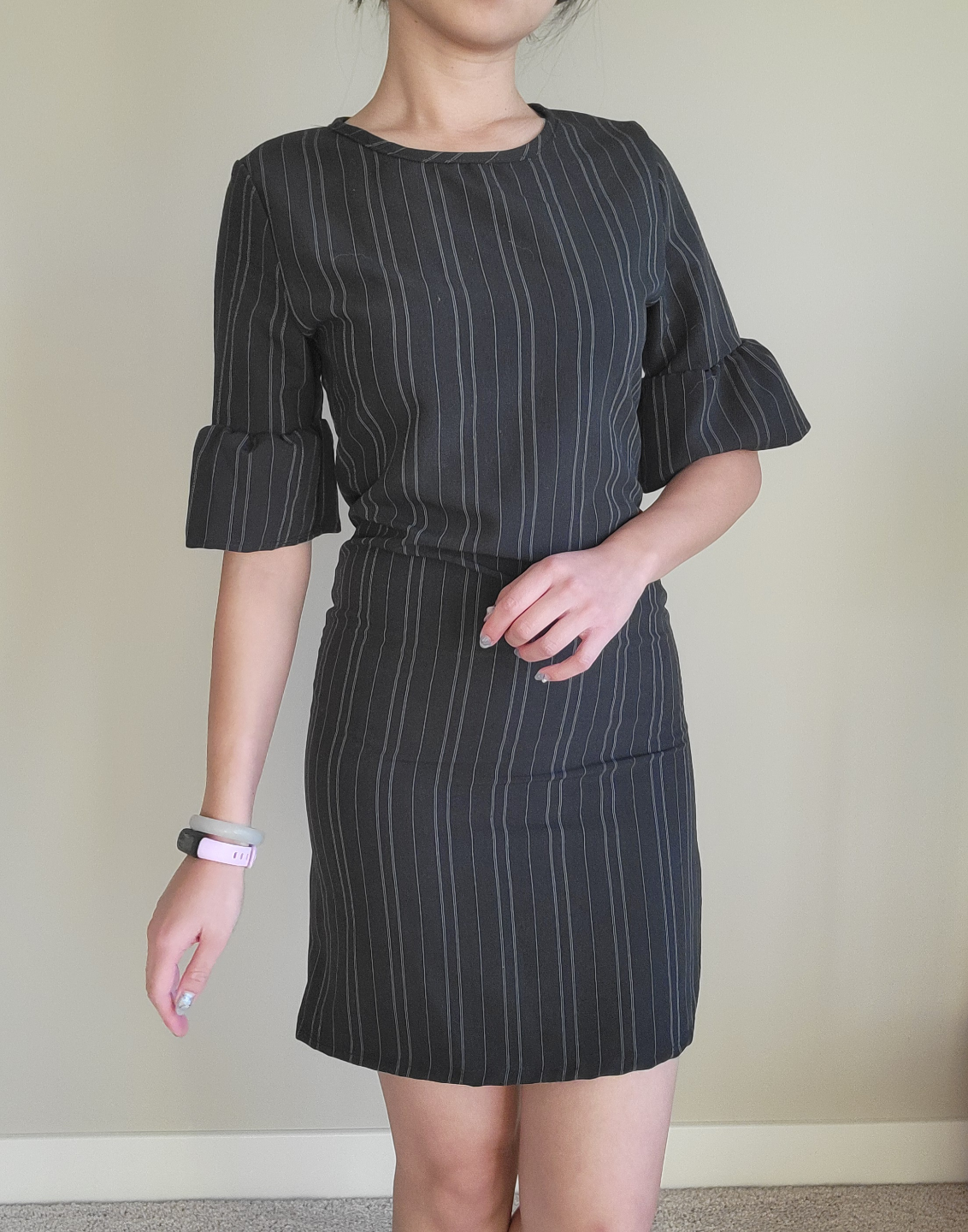 Black and White Striped Mini Dress