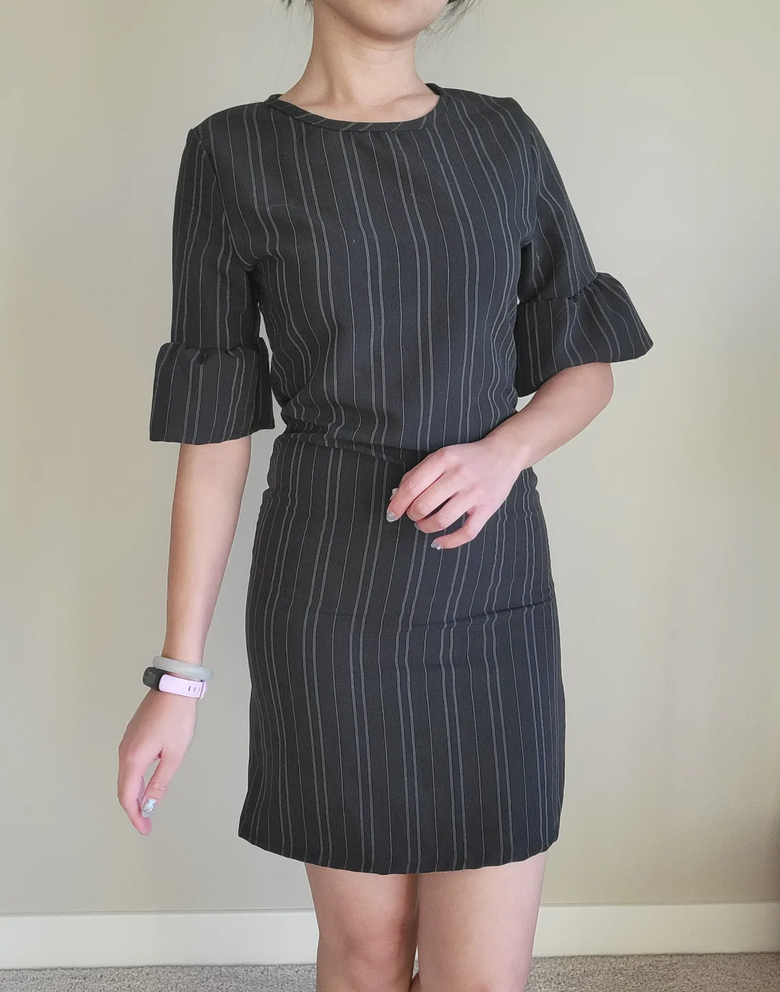 Black and White Striped Mini Dress thumbnail