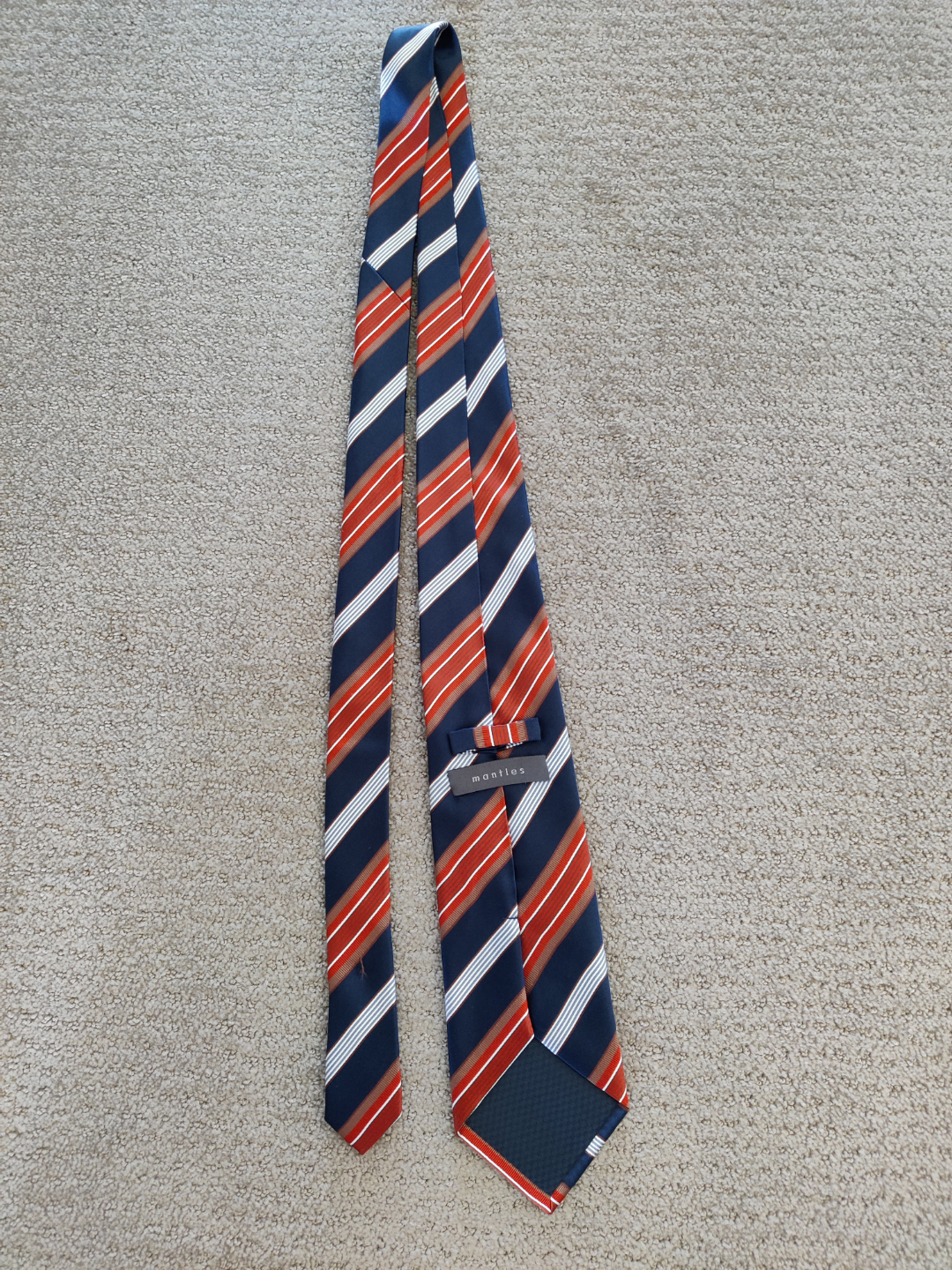 Men's Silk Neck Ties - Mantles - 100% Silk - Navy Blue / Orange - photo 4