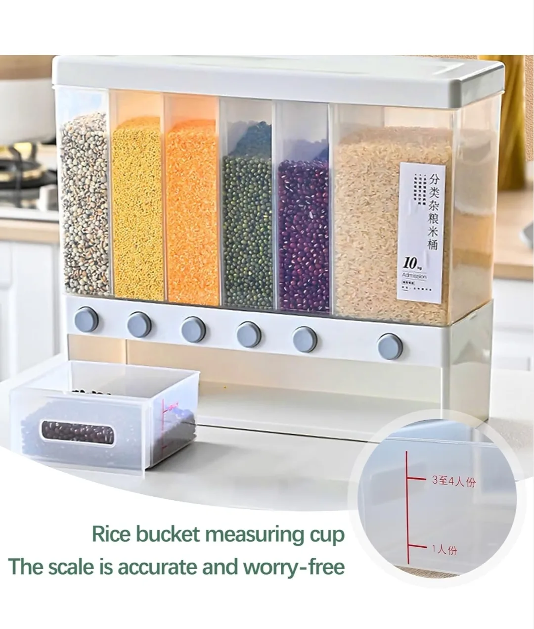 White Dry Food Dispenser with 6 Compartments image indicator(8)