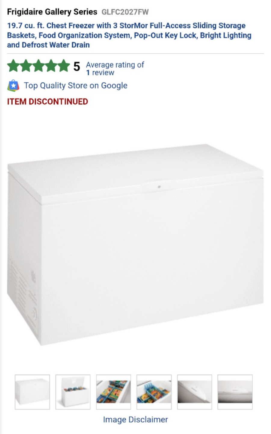 Frigidaire Gallery 19.7 cu. ft. Chest Freezer - White - photo 2