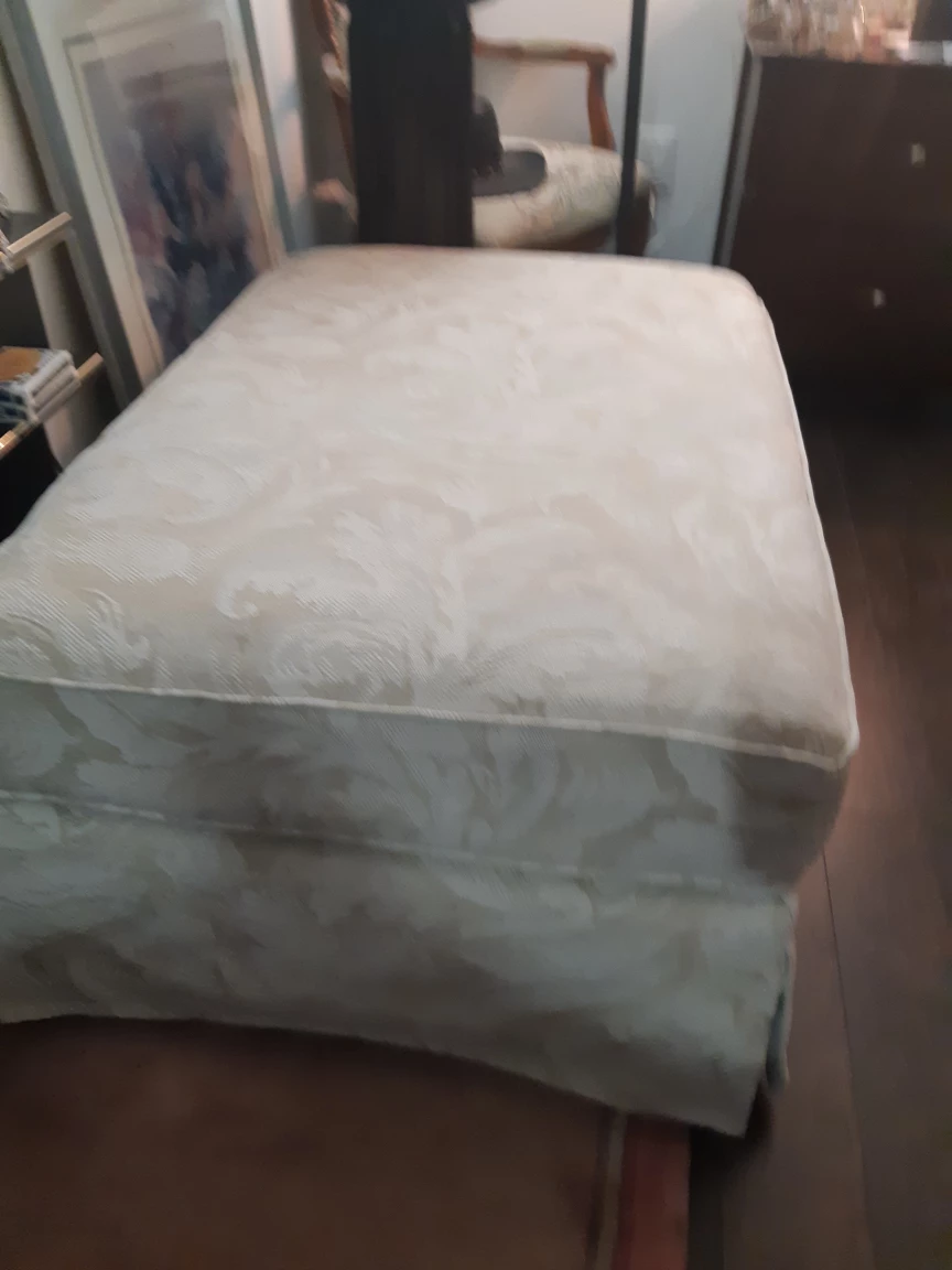 Beige Damask Upholstered Ottoman - photo 4