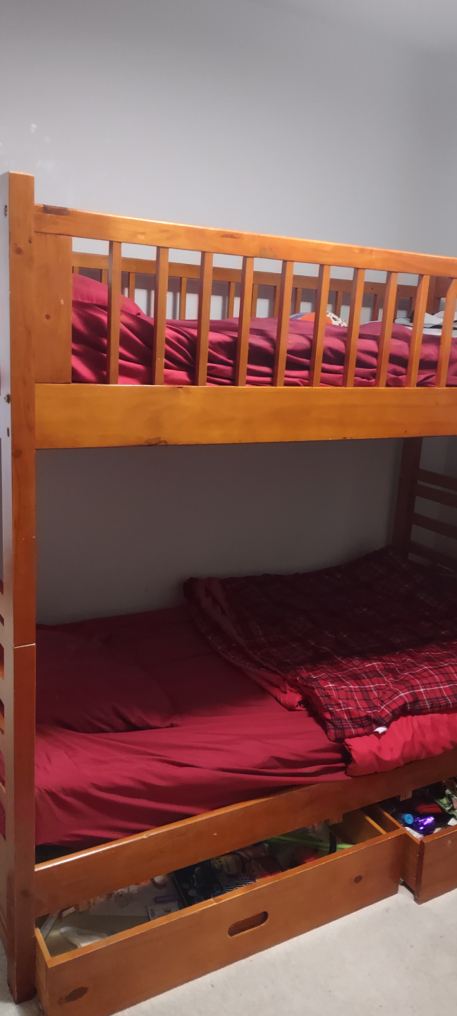 Twin Wooden Bunk Bed with Drawers