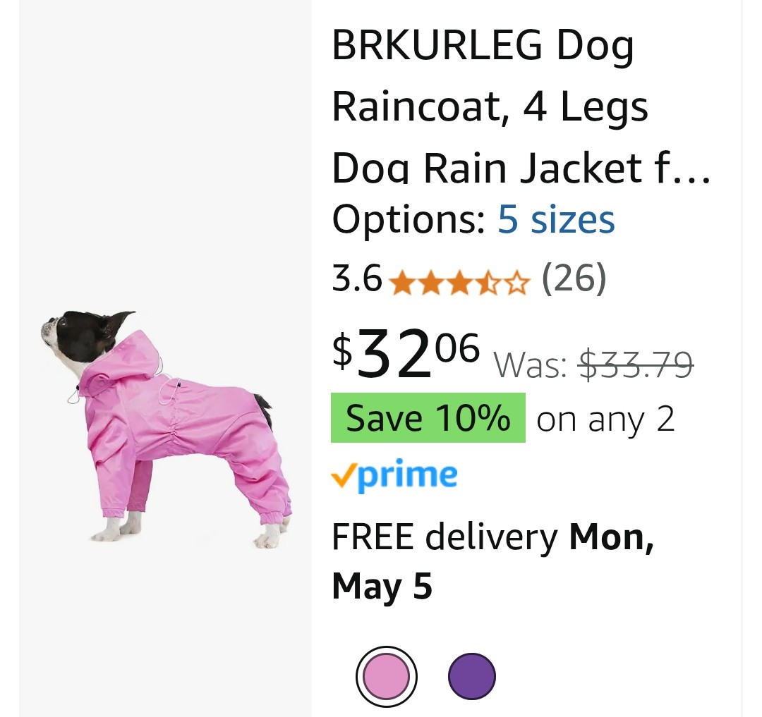 Pink Dog Raincoat Size Medium - photo 5