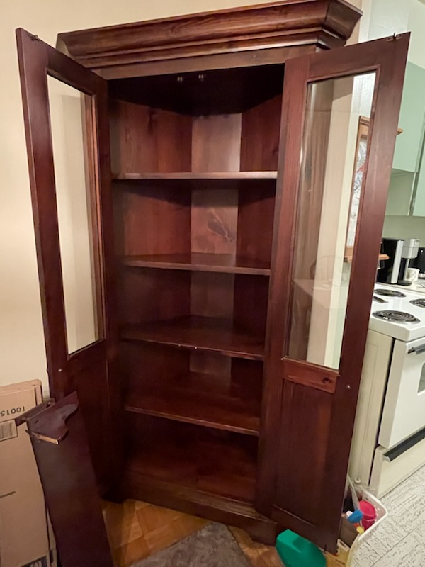 Corner Hutch Cabinet - Dark Brown Wood - photo 5