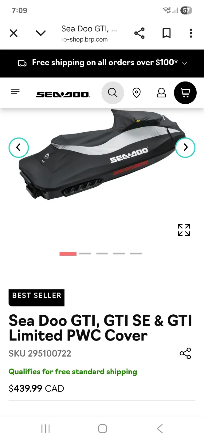 Sea-Doo GTI, GTI SE & GTI Limited PWC Cover - 295100722 image indicator(4)