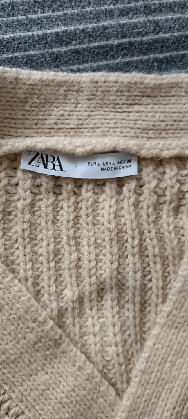 Zara Beige Knit Wrap Cardigan Sweater image indicator(2)