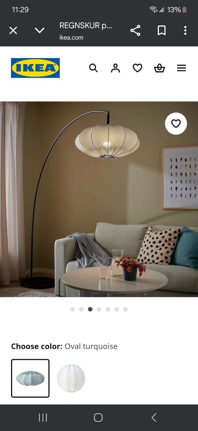 IKEA REGNSKUR Pendant Lamp - Oval Turquoise image indicator(3)